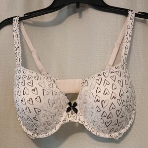 Heart Print Lace Bra